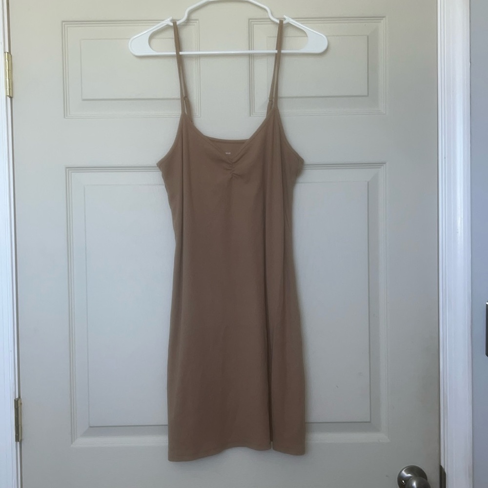 Aerie ribbed spaghetti strap dress with ruching